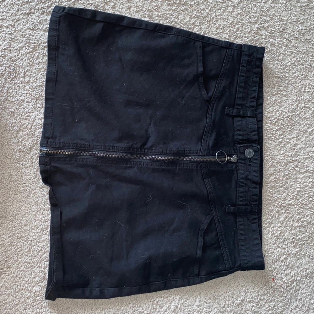 Black denim skirt